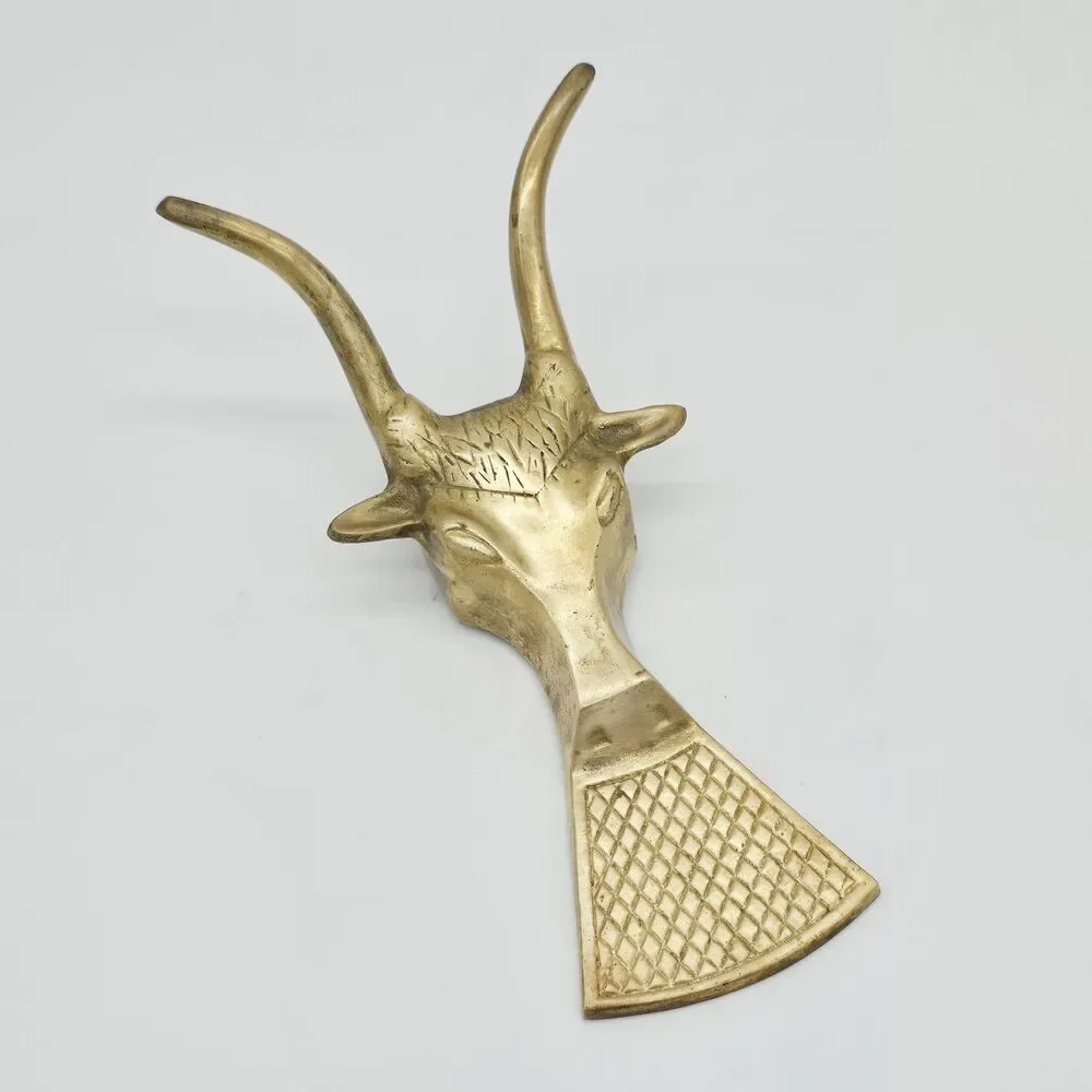 Vintage Solid Brass Boot Jack Shoe Puller LongHorn Steer Bull Cowboy Western 9